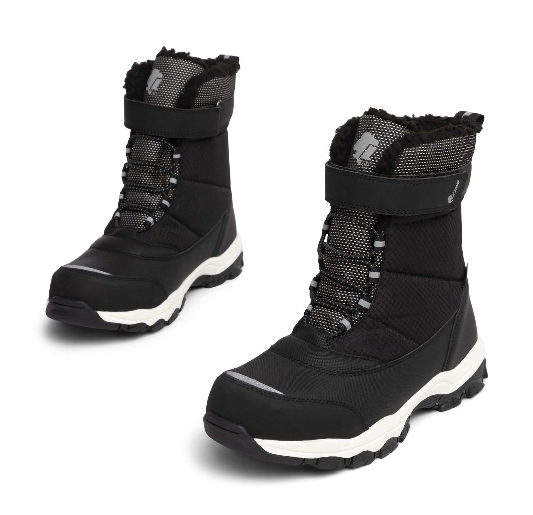 Lejon - Svarta Aiden - Varmfodrade kängor waterproof - Storlek 36 - Elastiska snören