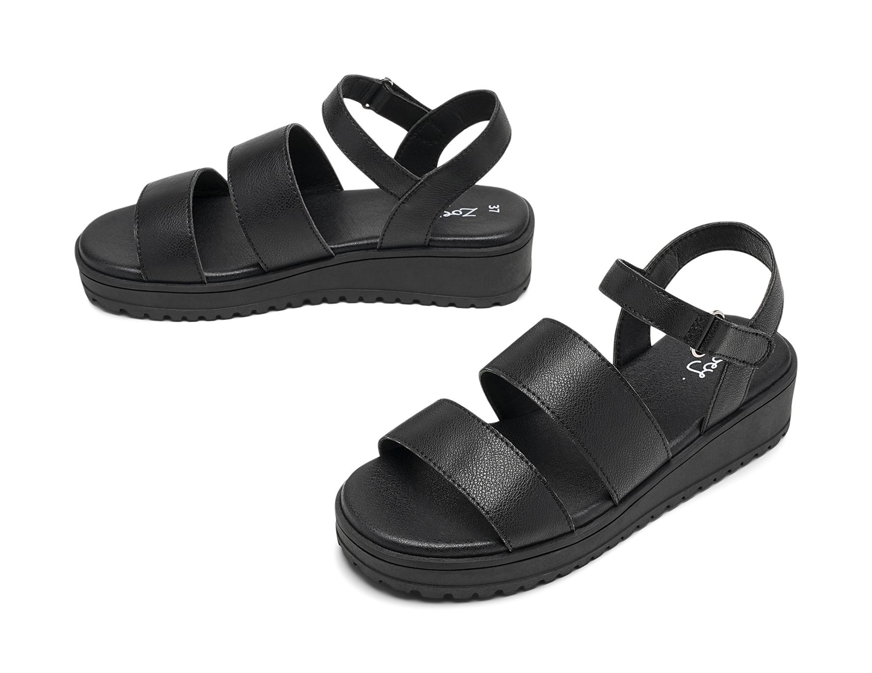 Zoey - Svarta Louise - Sandaler med låg klack - Storlek 36 - Justerbar rem