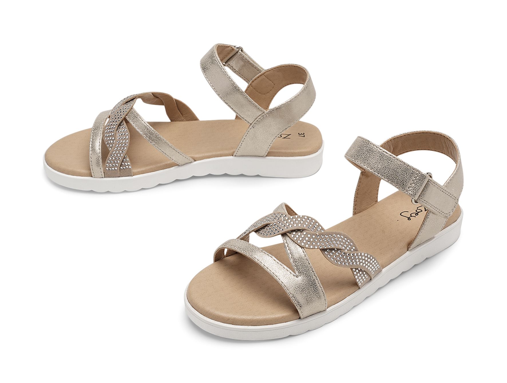 Zoey - Metallfärgade Pinto - Sandaler med remmar - Storlek 37 - Glittrig