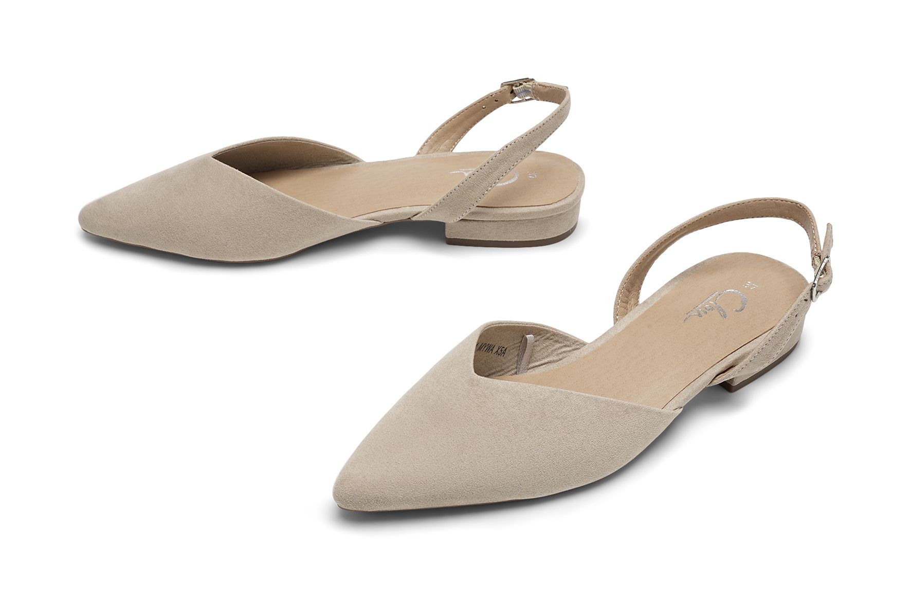 Clou - Beigea Valley - Ballerinaskor med slingback - Storlek 41 - Perfekt vardagslook