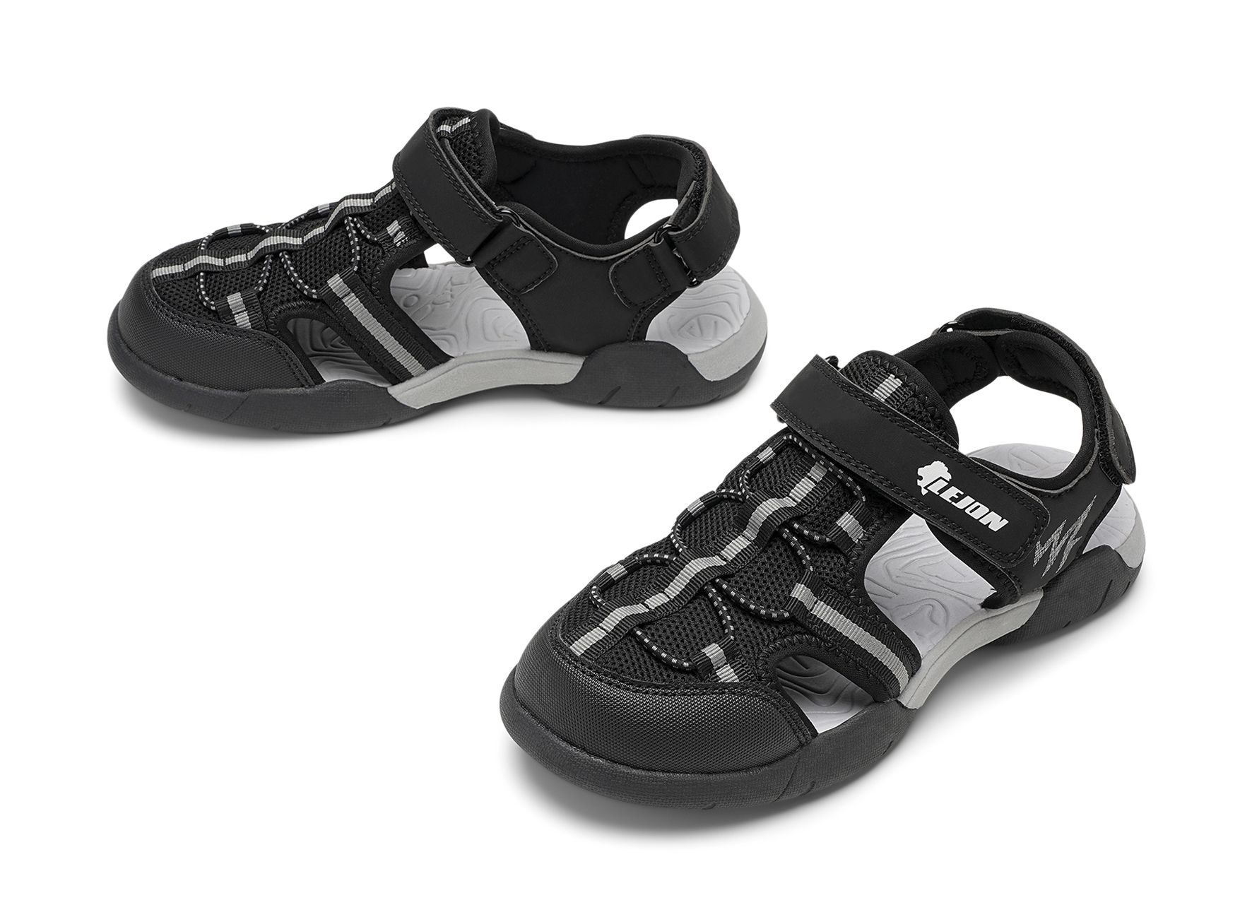 Lejon - Svarta Hiking - Sandal med täckt tå - Storlek 39 - Extra slitstark tåkappa
