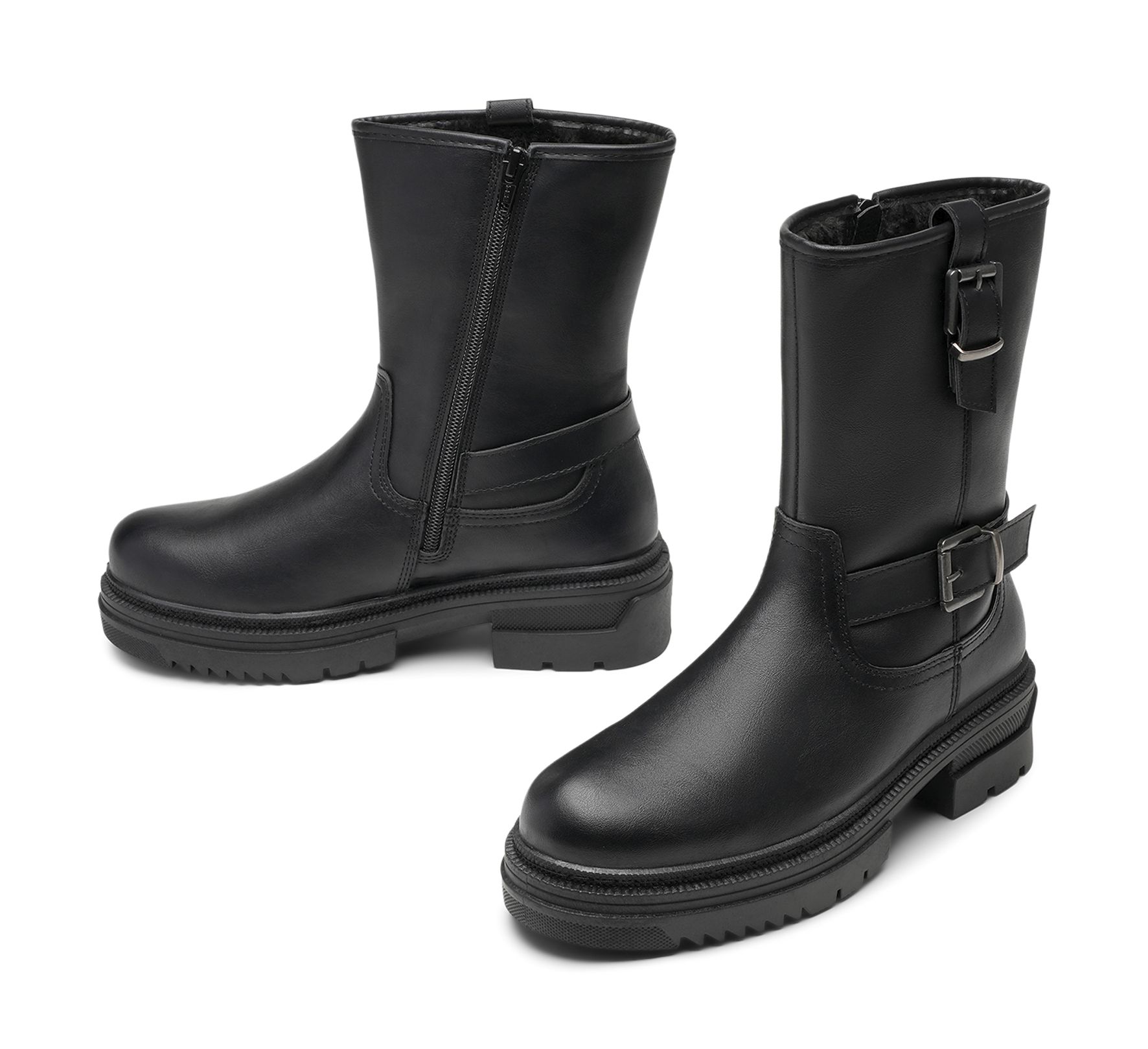 Clou - Svarta Doxta - Varmfodrade bikerboots - Storlek 37 - Dragkedja på insidan