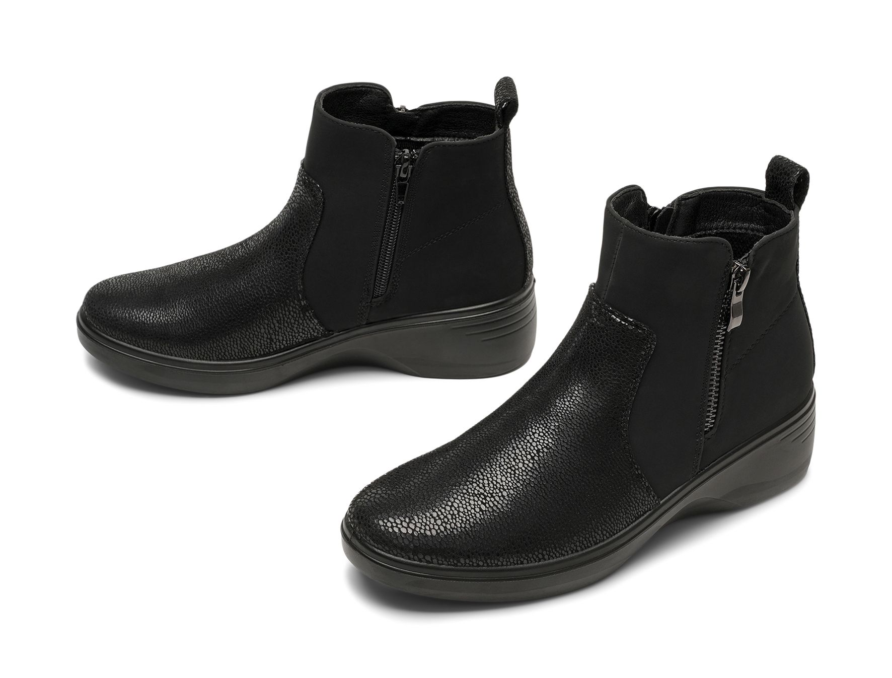 Clou Comfort - Svarta Mu - Boots med dragkedja - Storlek 37 - Dekorativ dragkedja