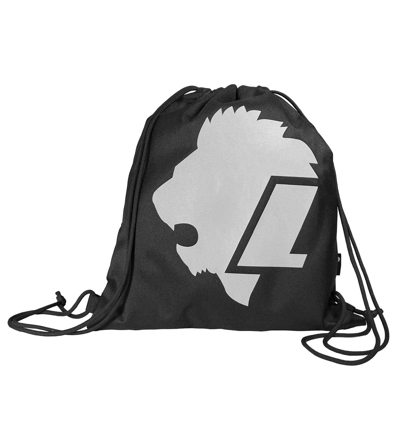 Lejon - Svarta Gymbag - Gympapåse - Storlek 0 - Dubbla remmar, kan bäras som ryggsäck