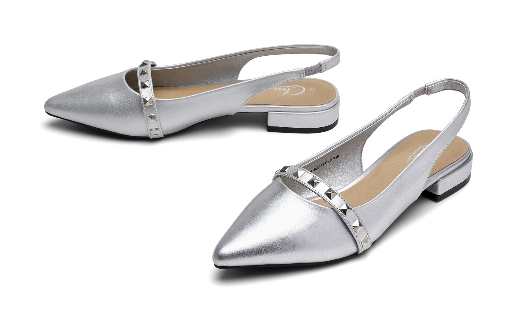 Clou - Metallfärgade Valley - Ballerinaskor med slingback - Storlek 39 - Elegant