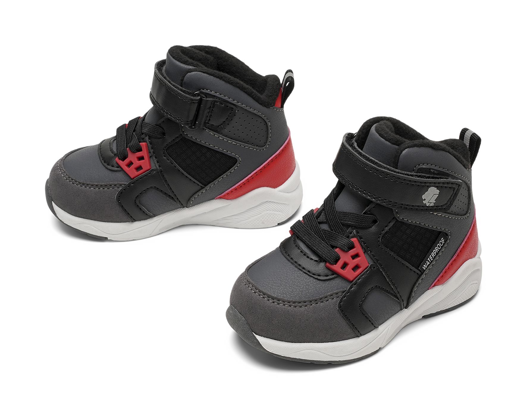Lejon - Gråa Newly - Fleecefodrade höga sneakers waterproof - Storlek 24 - Elastiska snören