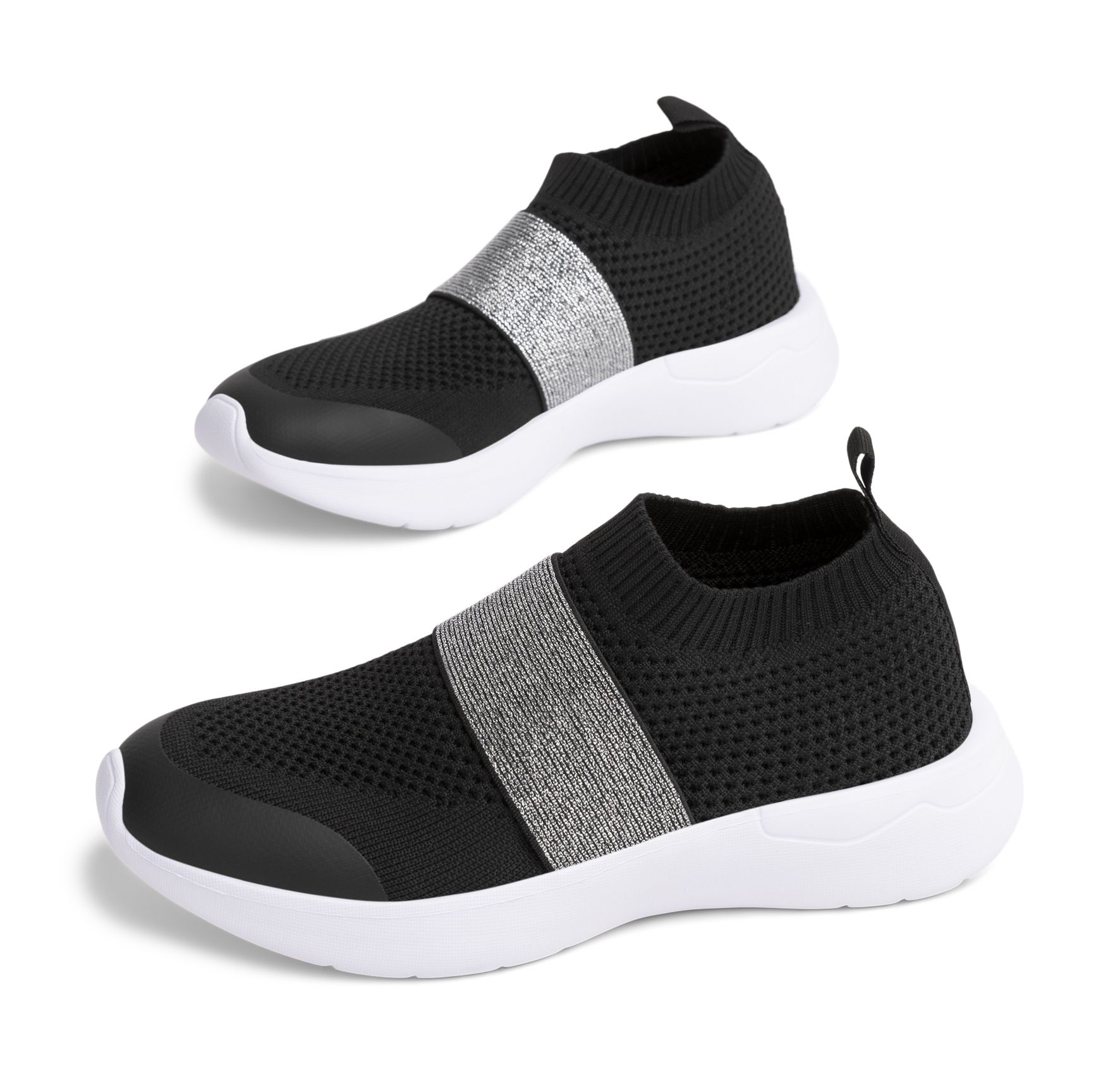 Lejon - Svarta Sky - Sock sneakers - Storlek 37 - Glittrig